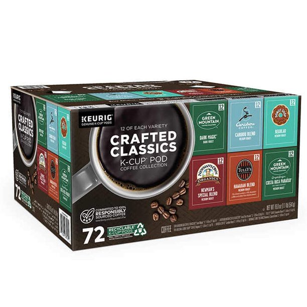 Keurig Crafted Classics Coffee KCups 72 Pods 6 Variety Collection Med