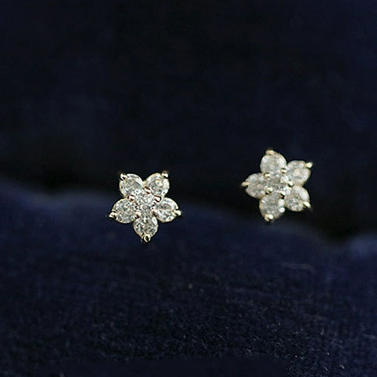 Diamond Star Stud Earrings - Five Pointed Star Diamond Stud Earrings