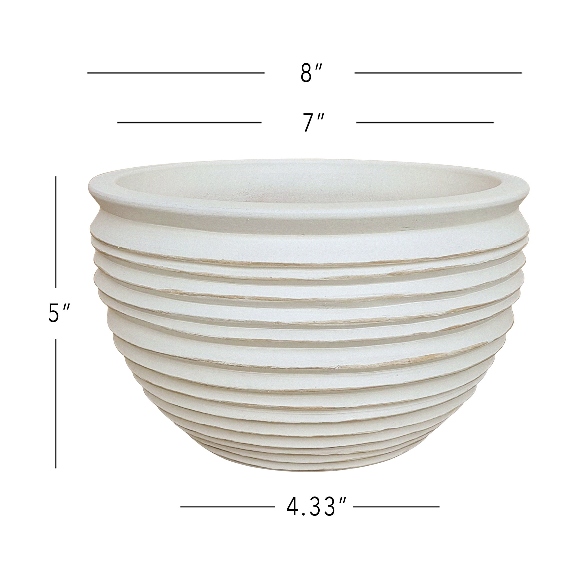 Better Homes & Gardens Medium 8in Diameter Round White Dune Ceramic Planter