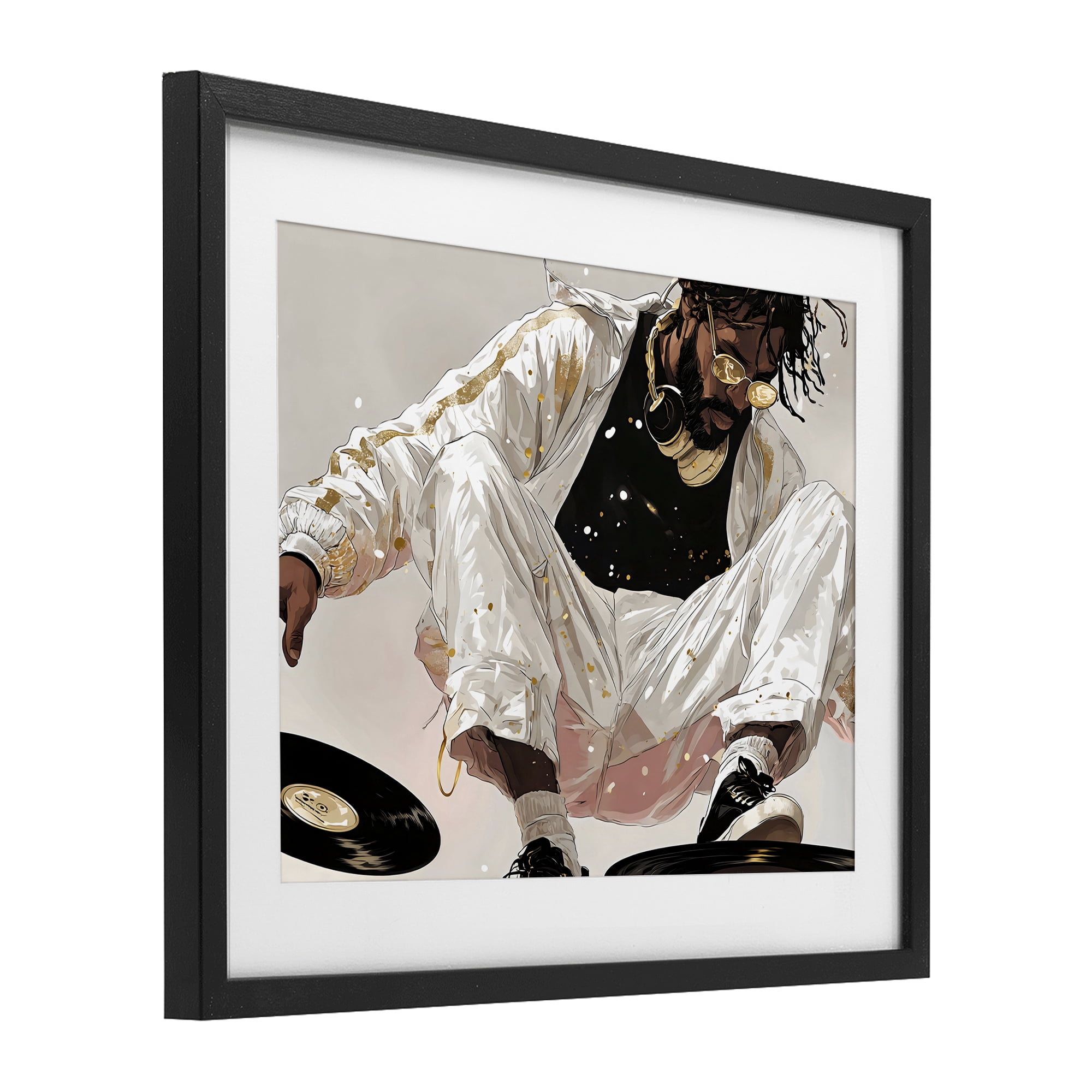 Stupell Industries Record Dance Stylish DJ Black Framed Print Under Glass, design by Franklyn Gregory