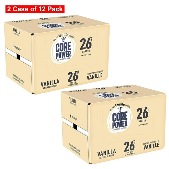 Core Power Protein Drink, Vanilla, 414mL Bottles (2 Cases of 12 Pack)