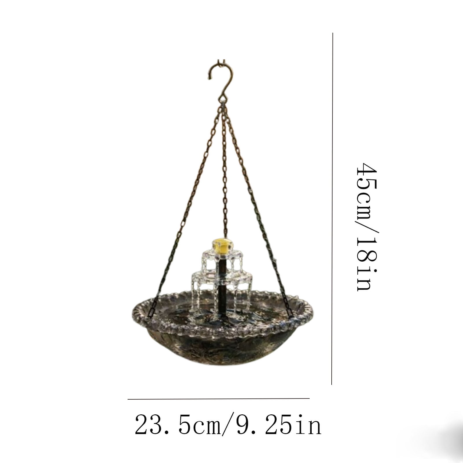 Hanging Solar Bird Bath Fountain,Solar Powered Cascading Outdoor Water Fountain,Hanging Bird Bath with Solars Pump & Bowl,Cascade Water Bowl,Decorative Garden Yard PatioBird BathFountain