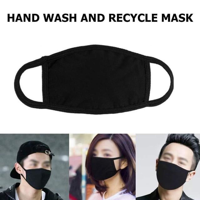 Mascarilla bucal de dos capas de algodón Mascarilla facial lavable reutilizable a prueba de polvo (Negro) Ehuebsd cuidado belleza