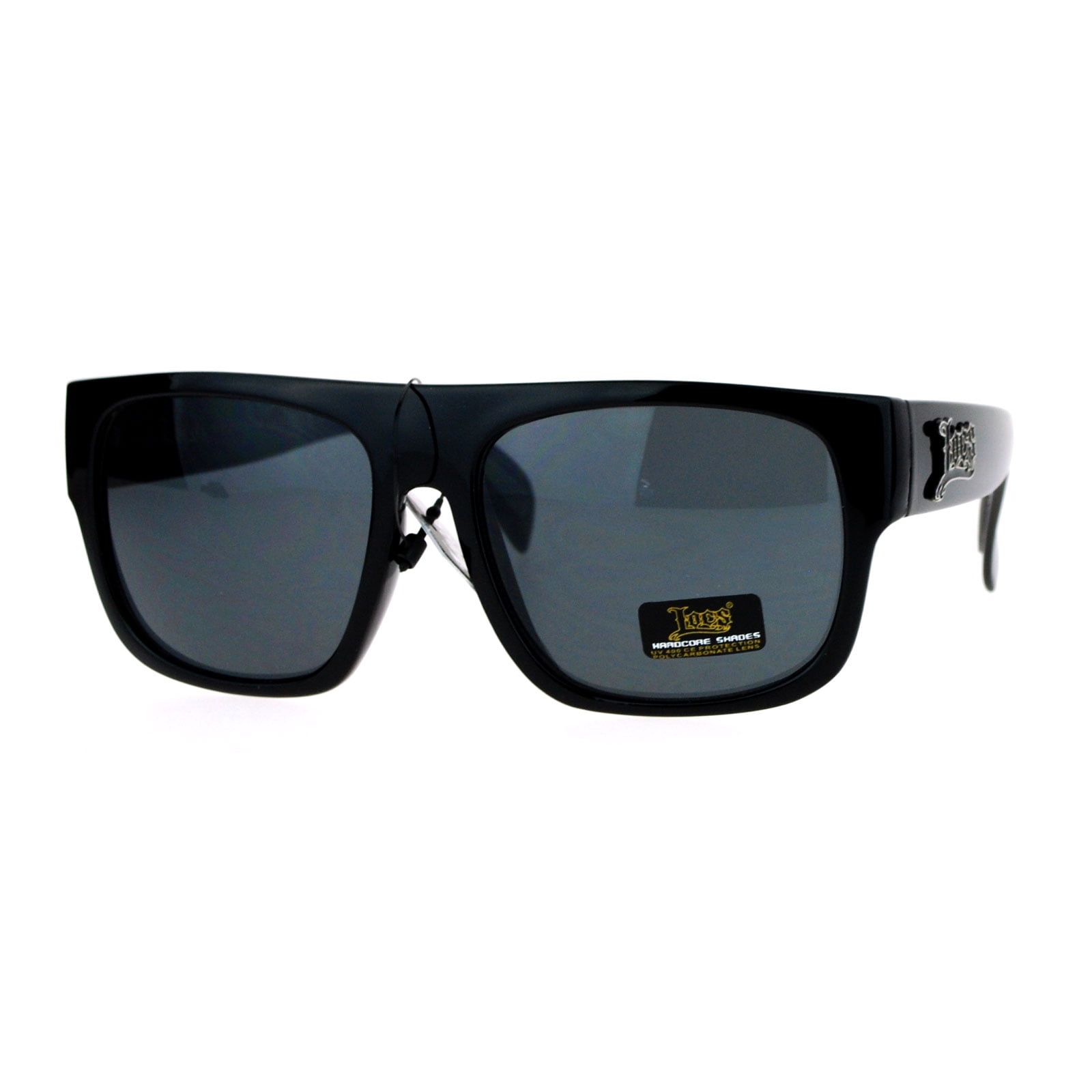 SA106 Mens All Black Flat Top Rectangular Mob Gangster Sunglasses 