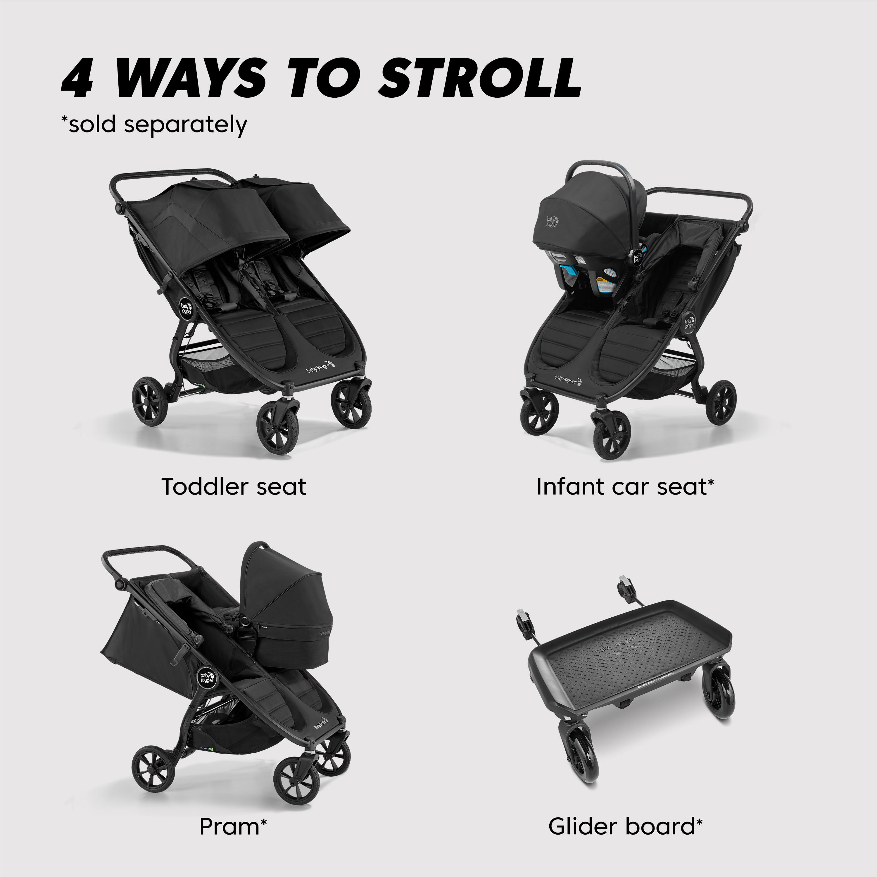 en lille Mange begå Baby Jogger® City Mini® GT2 Double Stroller, Jet - Walmart.com