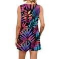 thumbnail image 5 of Iaqnaocc Two Piece Sets for Women Dressy Casual Womens Short Sets Hawaiian Tropic Square Neck Sleeveless Womens Tops and Shorts Summer Outfits Matching Sets Women Clothing Purple S, 5 of 5