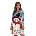 thumbnail image 1 of Vestido de ciervo de Navidad para mujer, minivestido de manga larga, corte en A, talla grande, informal, 3D, árbol de Navidad, copo de nieve, 1 of 5