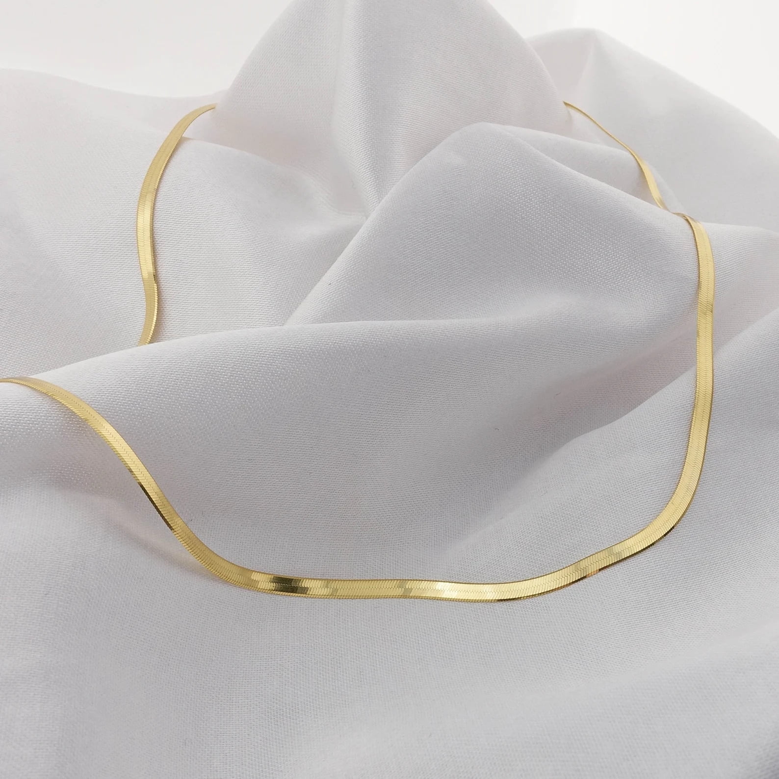 14K Yellow Gold Herringbone Chain Necklace 3MM-6MM, Real 14K Gold, Next Level Jewelry