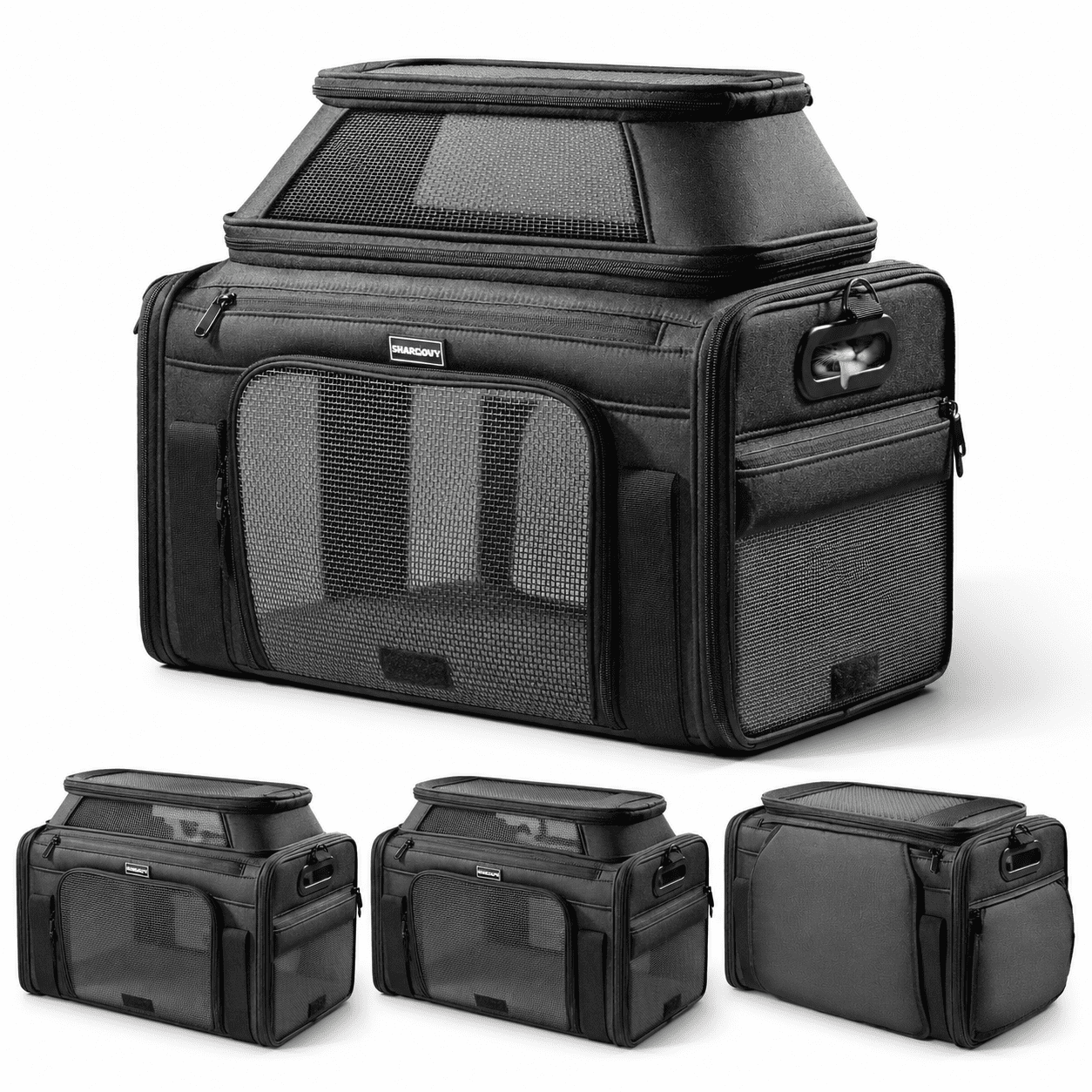 Black 17.0 L x 11.0 W x 9.5 H Top-Expandable Pet Carrier with Window