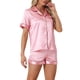 thumbnail image 4 of Conjuntos de pijama para mujer INSPIRE CHIC de manga corta con botones y pantalones cortos, conjuntos de lounge XL en rosa brillante, 4 of 6