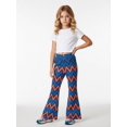 thumbnail image 2 of 9-10Y Girls Colored Flared Pants Digital Print Trousers Slim-Fit Wide Leg Flare for Spring Summer Autumn, 2 of 6
