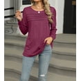 thumbnail image 6 of Long Sleeve Shirts for Women Pleated Casual Business Blouses Trendy Fashion Tunic Basic Tops Loose Trendy Fall Crew Neck T-Shirts, 6 of 7