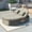 Gray, variant on Outdoor 2-Person Round Sectional Furniture Set with Adjustable Backrests and Foldable Cup Trays, Patio Curved Sofa, Rattan Daybed Weave Sunbed with Cushions and Pillows