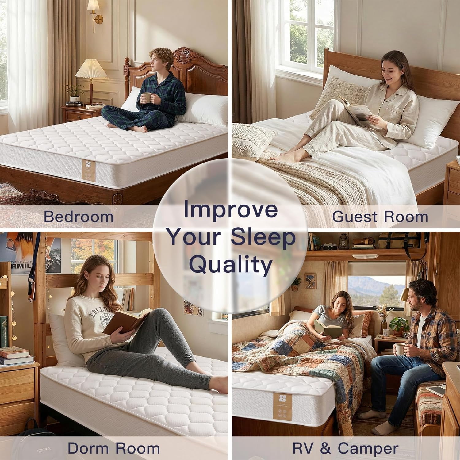 Profus 6 Inch Twin Mattress with Bonnell Spring, Twin Mattress for Kids, Memory Foam Mattress for All Night Sleep & Pressure Relief, Certified Safe Foams & Fabric, Fiberglass Free Mattress in A Box