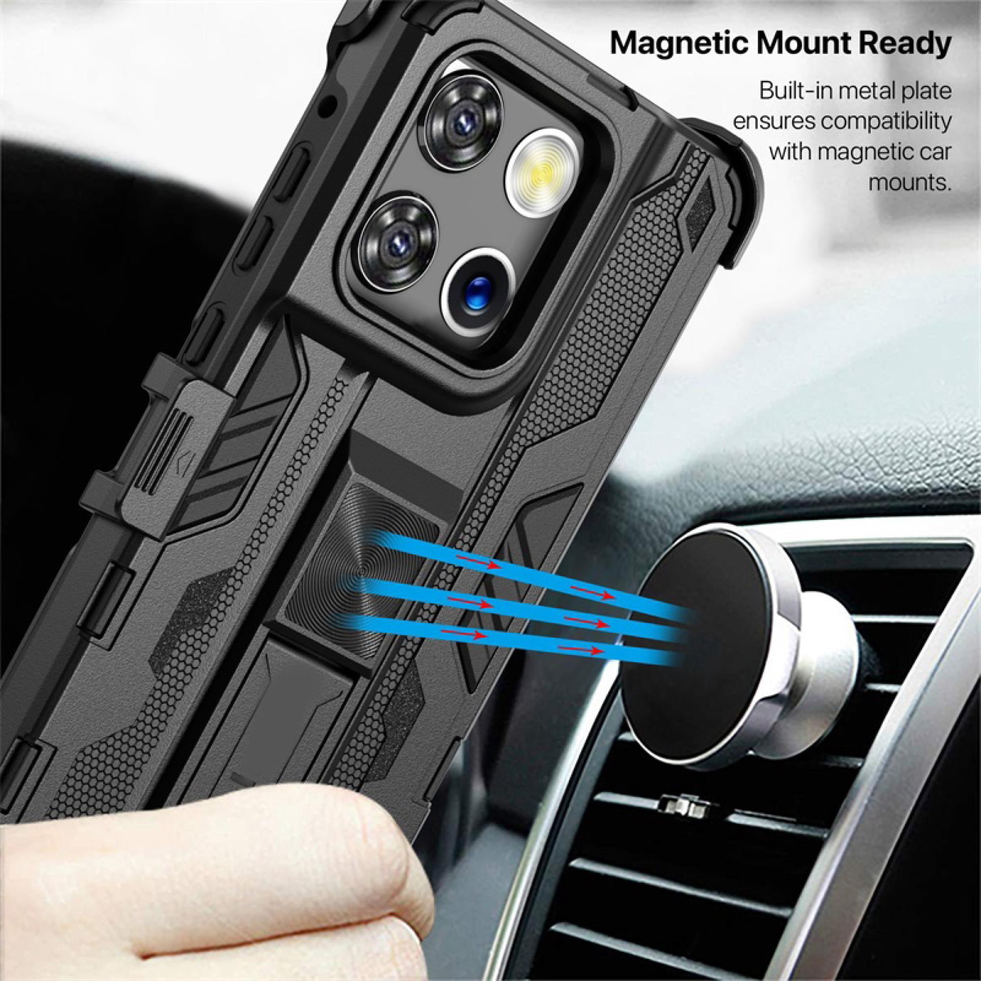 Heavy-Duty Case with Kickstand & Holster compatiable with Motorola Moto G Stylus 5G (2025) – Rugged Shock-Resistant Reflex Series, Black