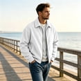 thumbnail image 6 of CCRFTGI Mens Corduroy Jacket Bomber Full Zip Vintage Casual Long Sleeve Lapel Collar Relaxed Fit Fall Winter Jacket White M, 6 of 7