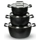 thumbnail image 1 of Granitestone Juego de ollas y sartenes negras antiadherentes, juego de 6 ollas de cocina apilables, ollas de cocina, revestimiento antiadherente, ollas de 5 qt, 3 qt y 1,5 qt con tapas, asas que se ma, 1 of 5