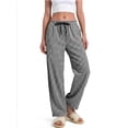 thumbnail image 2 of Sundazz Womens Gingham Pants Cotton Wide Leg Lounge Pants Cute Pajama Pants Comfy Casual Pants,Black,M, 2 of 9