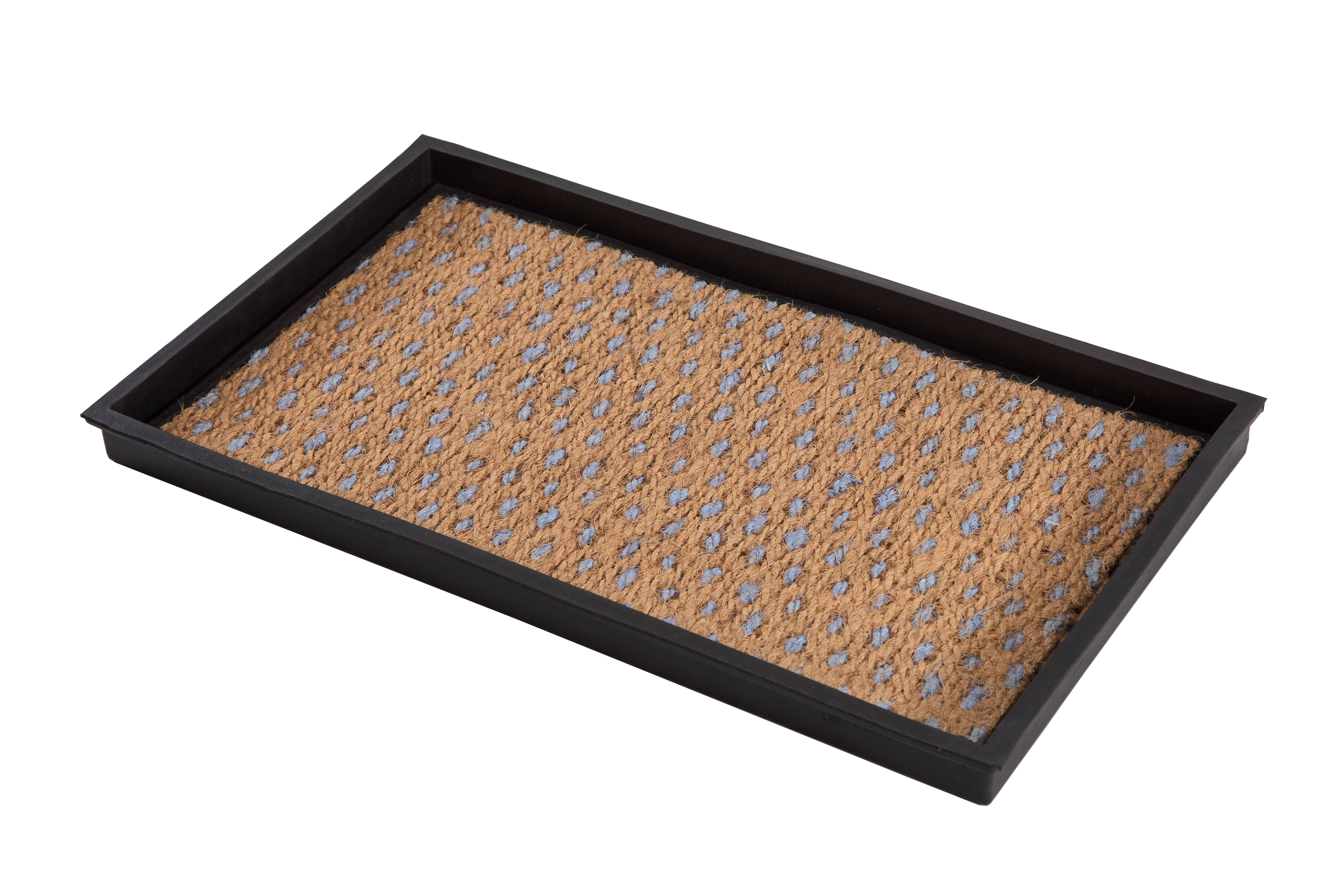 Natural & Recycled Rubber Boot Tray with Tan & Blue Coir Insert