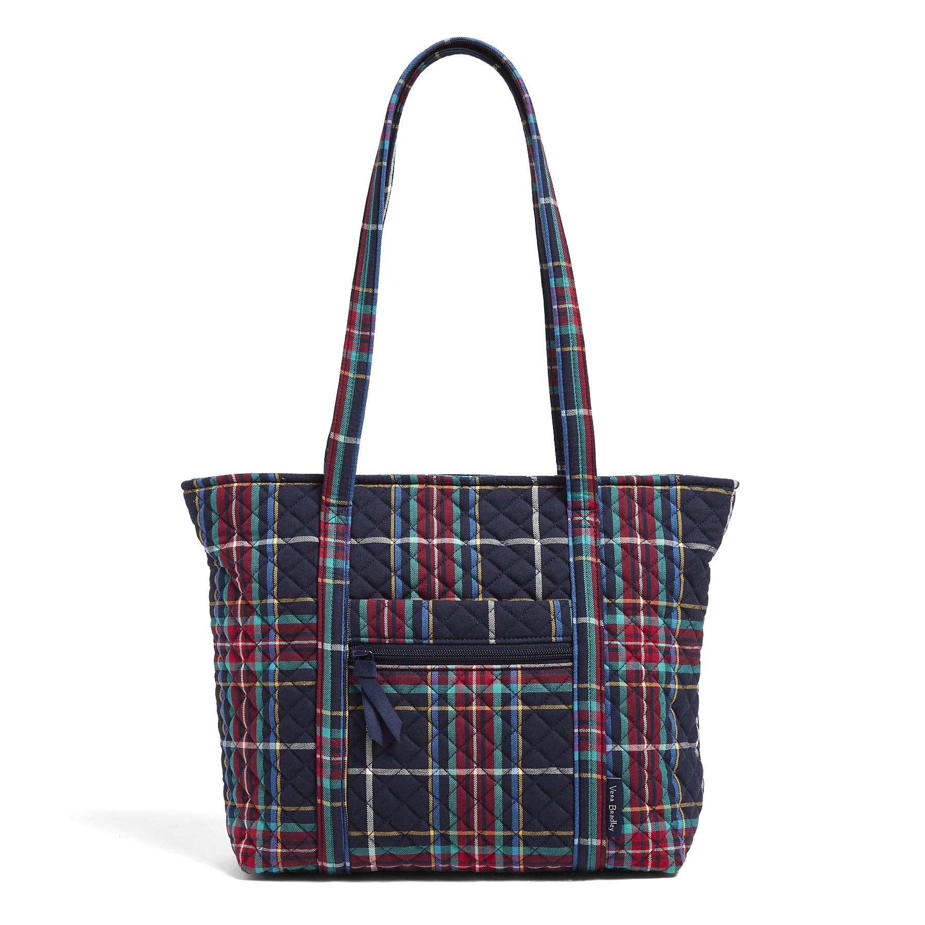 Vera Bradley Women's Recycled Cotton Small Vera Tote Bag Tartan Plaid