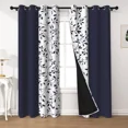 thumbnail image 2 of Lfeey Blackout Curtains for Bedroom, Thermal Insulated Window Drapes, Dark Blue Leaves Print, 84 Inches Long, 2 Panels, 2 of 7
