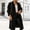 Black, variant on fartey Women Trench Coat Long Sleeve Pea Coat Open Front One Button Wool Blend Solid Long Jacket Overcoat Outwear