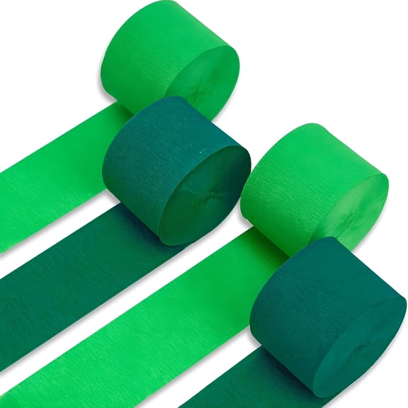 CCOCC Crepe Paper Streamers 4 Rolls 328ft, Shades of Green
