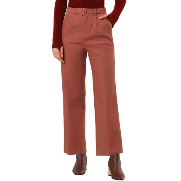 Pantalones de pana Allegra K mujer elásticos cintura alta sueltos largos rectos marrón XL
