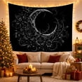thumbnail image 3 of Crescent Moon Among Black Floral Vines, Moody Gothic Style for Gothic Decor Fans, Dark Floral Wall Decor, Halloween Gift, Tapestry Wall Hanging for Bedroom and Dorm, 3 of 7