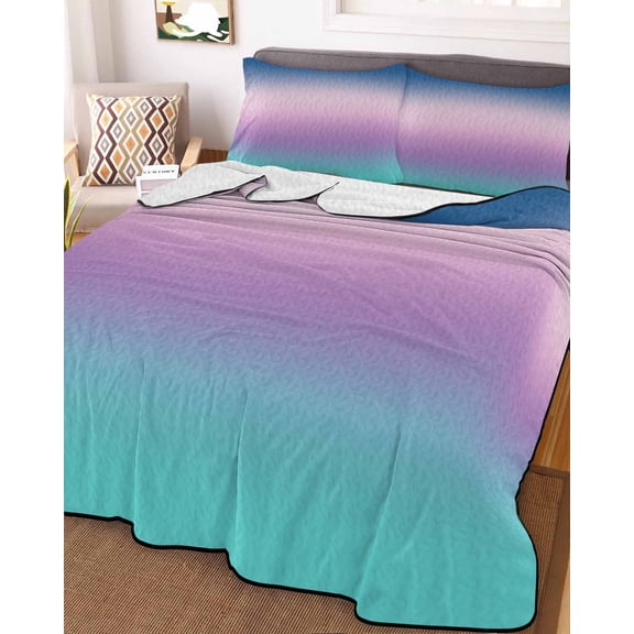 Blue Purple Teal Ombre Cream Twin Size Down Alternative Comforter,Lightweight Comforter Quilt Bedding Set with Pillow Shams Modern Abstract Art Aesthetics Bed Comforter Duvet Insert 68"x86"
