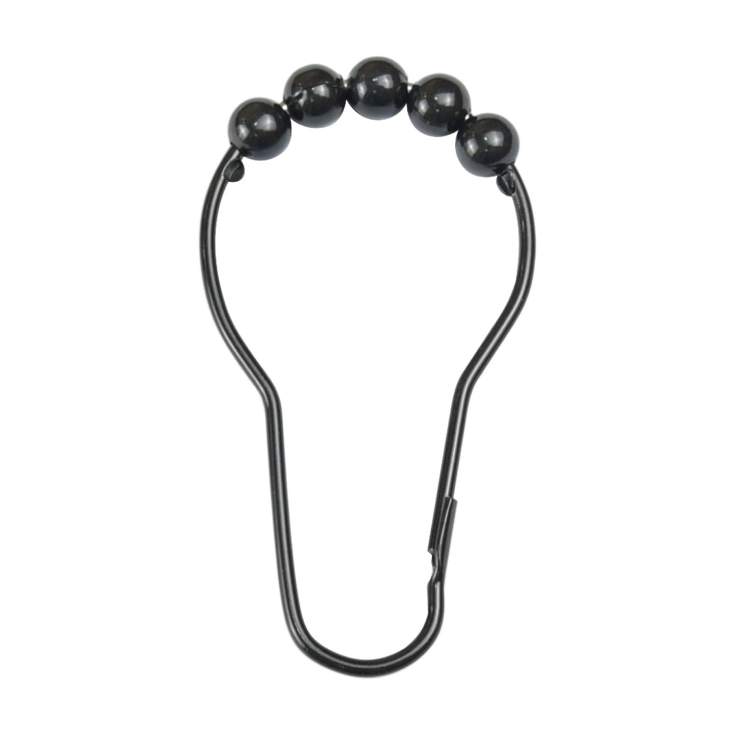 Mainstays, Shower Curtain Rollerball Hooks, Black, 12Piece/Set, 100% Iron