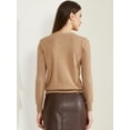 thumbnail image 4 of DARING DIVA Women's Lightweight Button Crew Neck Cardigan S Camel, 4 of 6