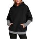 thumbnail image 3 of RKSTN Hoodies for Women Oversized Cuff Stripe Splicing Fake Two Pieces Hooded Sweatshirts Top Womens Casual Plus Size Loose Fits Comfy Hood Sweatshirts with Pockets Fall Spring Clothes, 3 of 10