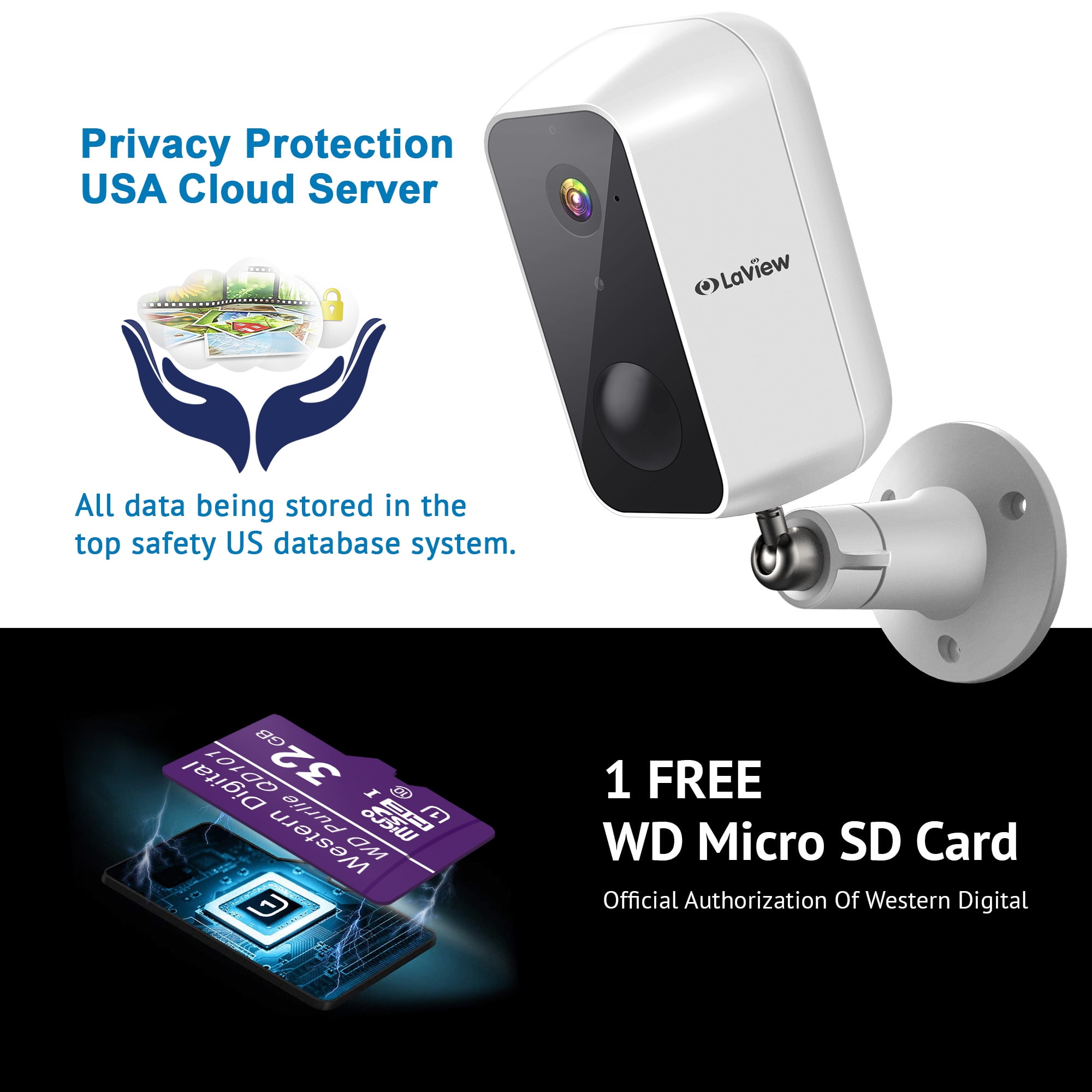 LaView Wireless Home Security IP Camera, Rechargeable Battery Powered