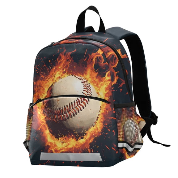 ALAZA Baseball with Flame Kids School Backpack Elementary Student Bookbag for Boys Girls