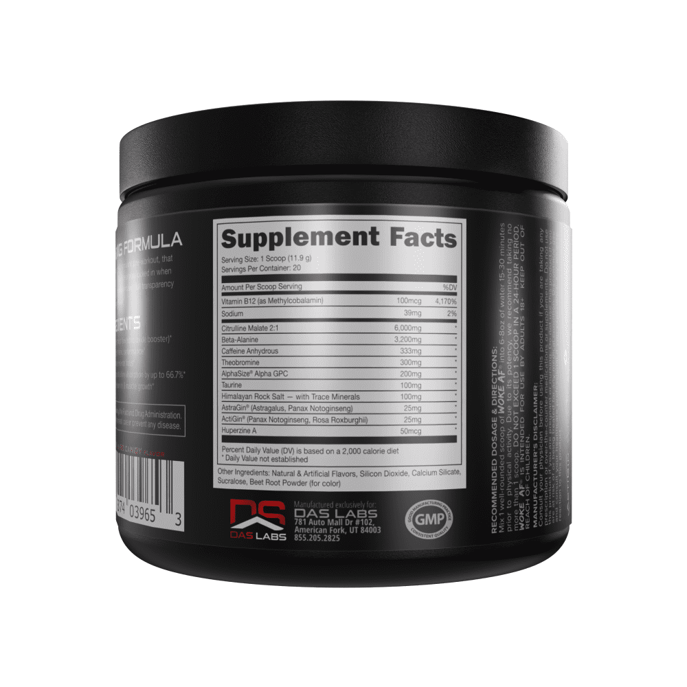 Bucked Up Woke AF Pre-Workout Powder, Increased Energy, Cherry Candy, 333 mg Caffeine, 20 Servings