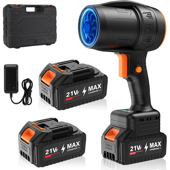 Handheld Electric Cordless Leaf Blower – 500,000RPM Mini Turbo Jet Blower with 2×4.0Ah Batteries & Charger, Lightweight for Patio, Lawn, Garage Cleaning