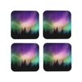 thumbnail image 1 of Vsdgher Northern Lights Print Leather Coasters for Drinks, Durable Drink Coasters 4 Set for Tabletop Protection, Luxurious Home Décor and Housewarming Gift-Square, 1 of 6