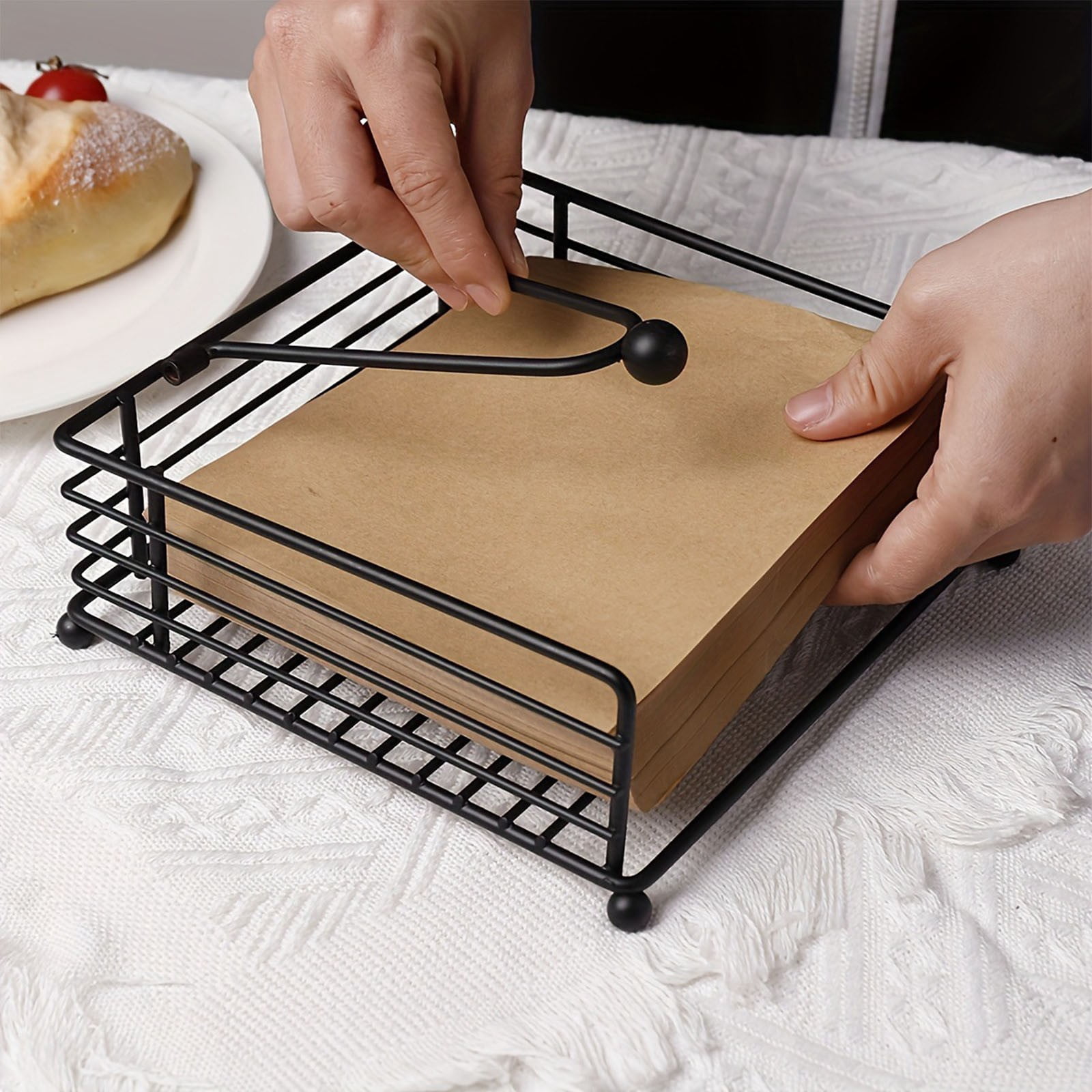 Inerposs Iron Napkin Holder, Metal Tissue Storage, Decorative Tissue Dispenser, Stylish Paper Napkin Organizer for Home, Café, and Restaurant