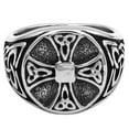 thumbnail image 2 of Celtic Cross Signet Ring Stainless Steel Trinity Knot Band, 2 of 5