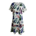 thumbnail image 4 of Robe à Manches Courtes pour Femmes Mode Décontractée Col en V Imprimé Ample Élastique Robe Courte Robe Décontractée pour Femmes, 4 of 5