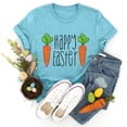 thumbnail image 4 of Prolriy Chemises de Pâques pour Femmes Joyeuses Pâques T-Shirt à Manches Courtes Col Rond Imprimé Carotte Tenue de Pâques Femmes, Hauts Femmes Bleu Ciel P, 4 of 5