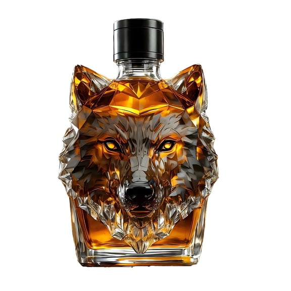 350ml Wolf Head Whiskey Bottle - Crystal Wolf-Shaped Liquor Decanter, Unique Whiskey Container for Bar & Gifting