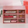 thumbnail image 2 of WNFJR Small Drawer Organizer for Desk, Desktop Drawer Organizer with 6 Clear Drawers, Plastic Desktop Storage Drawers, 7"x4.6"x3.8"(Watermelon Red), 2 of 6