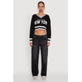 thumbnail image 3 of Women's Daisy Chenille New York Graphic Cropped Sweater, 3 of 5