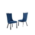 thumbnail image 2 of Velvet Upholstered Dining Chairs in Navy Blue with Stainless Steel, 2 of 3