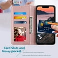thumbnail image 2 of for iPhone 13 Wallet Case,for iPhone 14 Wallet Case,[Wrist Strap][Card Holder/Cash Slots][Kickstand] Premium PU Leather  Phone Case Flip Cover Protective for iPhone 13/14 (Rose Gold), 2 of 7