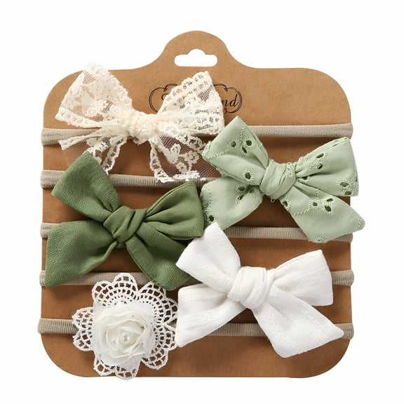 VANIDO 5PCS Baby Hair Ties Elastic Soft Hair Bands for Girls, Infants, Toddlers, and Kids, Cute Knotted Bows Hair Accessories