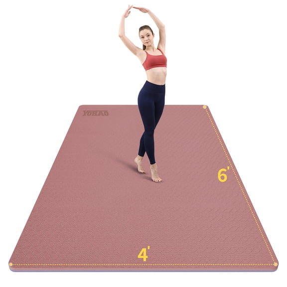 8mm Large Yoga Mat (6'x 4') with Soft Fabric - Extra Long and Wide 72 x 48 x 0.32 inches, Non-Slip Surface, Eco-Friendly, Lightweight, Thick Wide Yoga Mat for Home Workouts.(Deep Pink Gray)