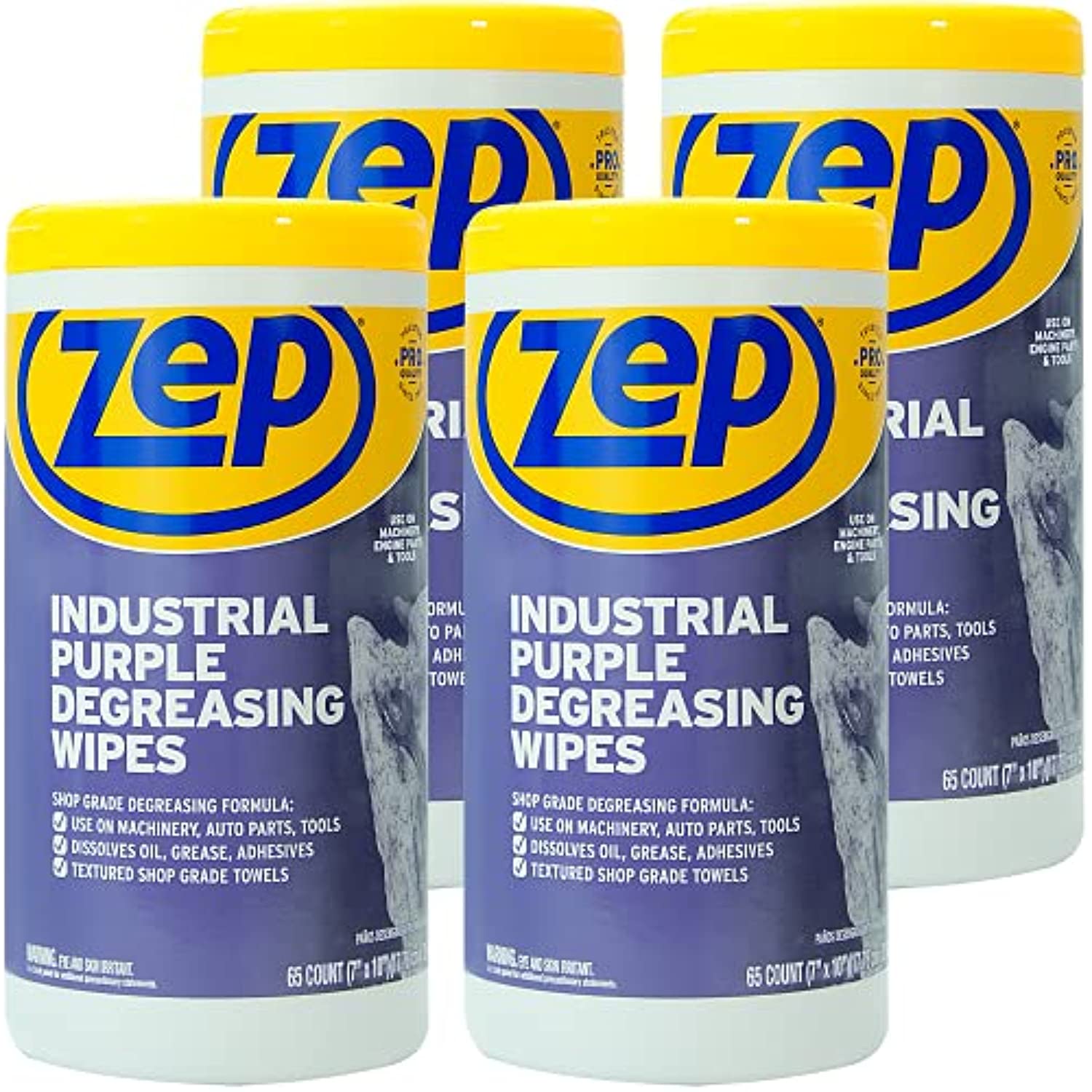 Zep Industrial Purple HeavyDuty Degreasing Wipes 65 Count (Case Of 4